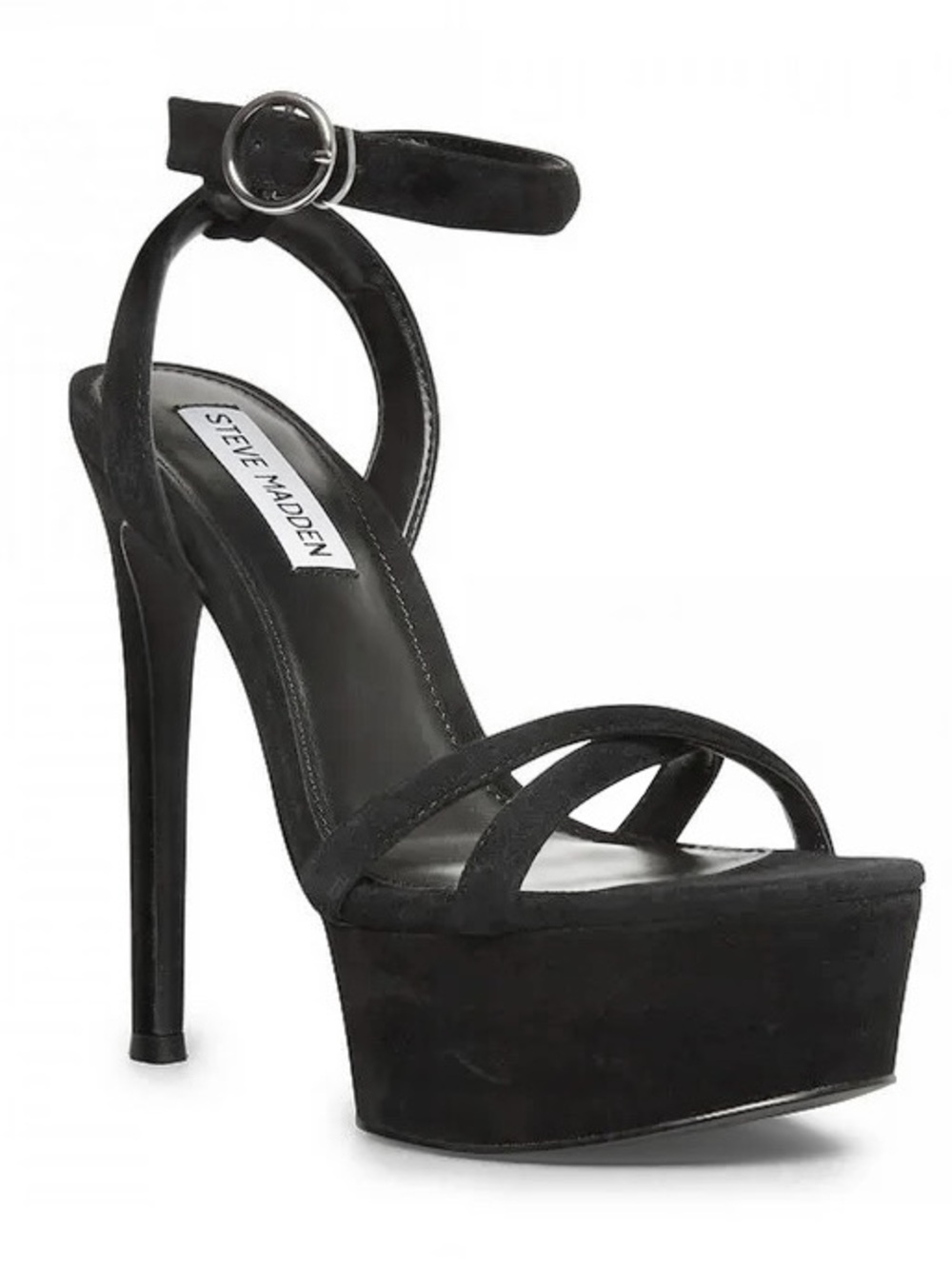 ❤️ NEW Steve Madden Marciana Black Platform Stiletto Sandals Ankle Strap Heels